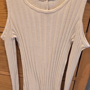 Hollister Cold-Shoulder Ribbed Cream Long Sleeve Sweater, Women's S.  Like New